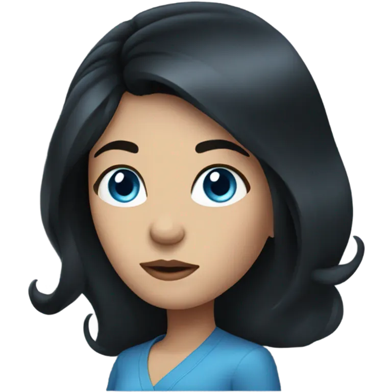 woman with black long hair and blue eyes emoji
