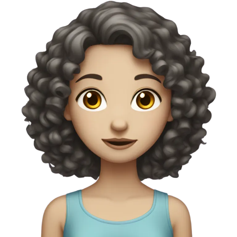 girl with curly dark hair and pale skin emoji
