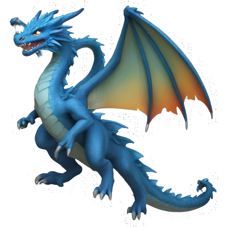 dragón azul escupiendo fuego emoji