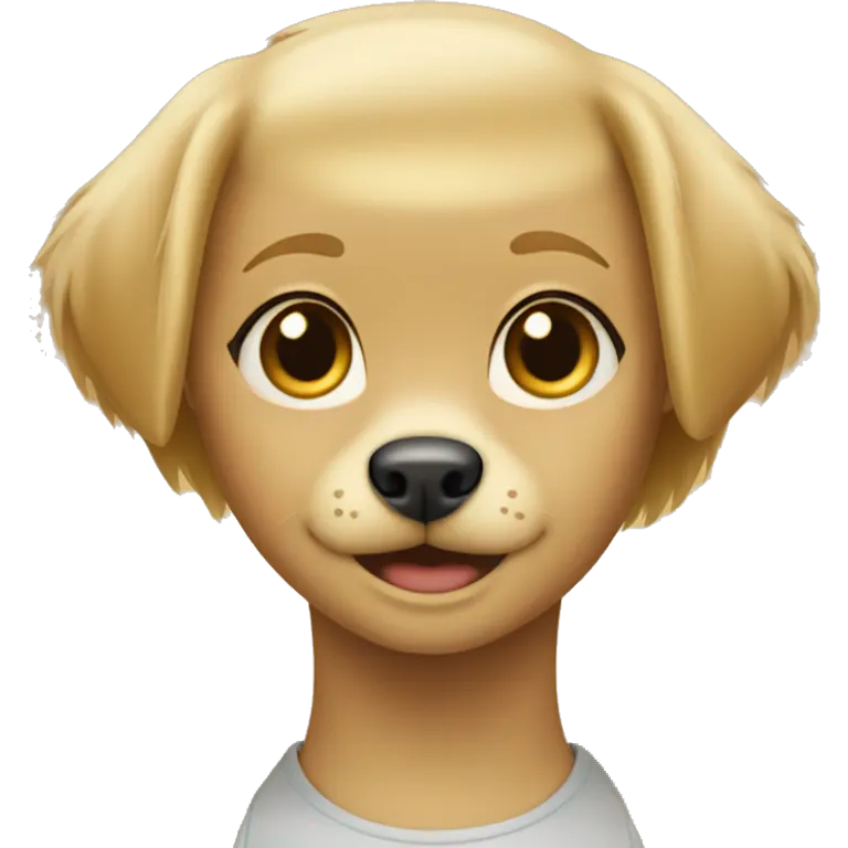 Short haired blond Girl and golden retriever  emoji