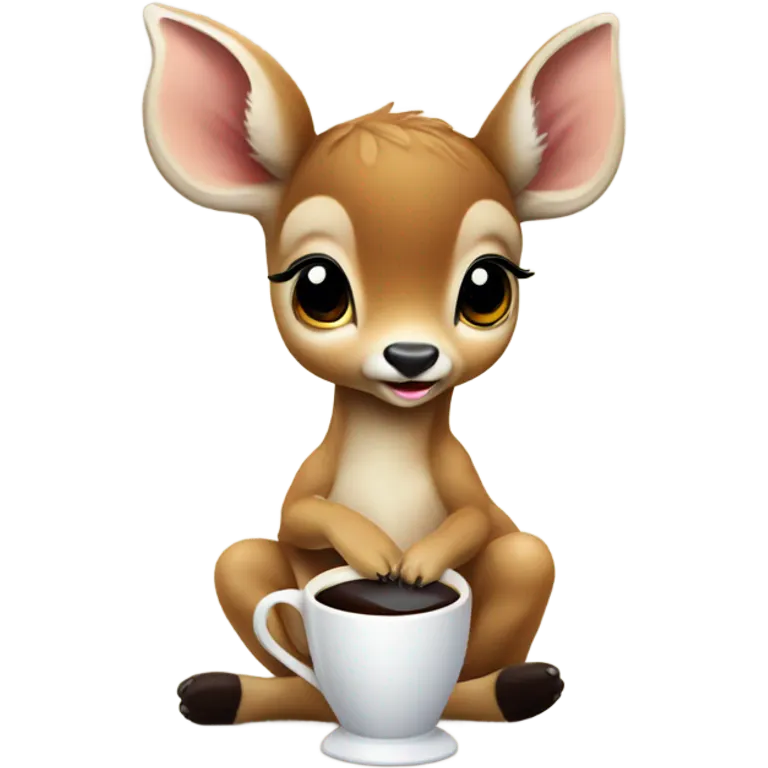 Baby deer drinking coffee emoji