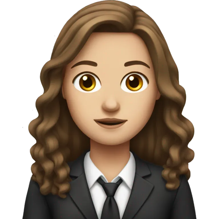 White girl with Long brown hair lawyer emoji