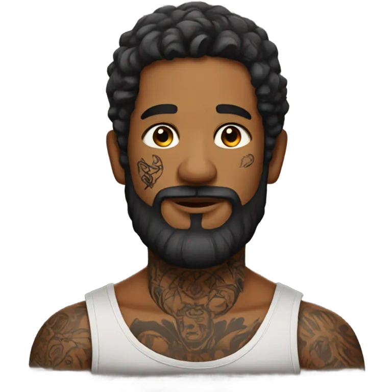 male portrait with beard with tattoos emoji