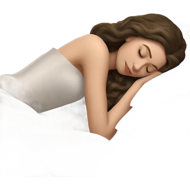 sleeping beauty brunette shoulder length hair white girl with silk pillow emoji