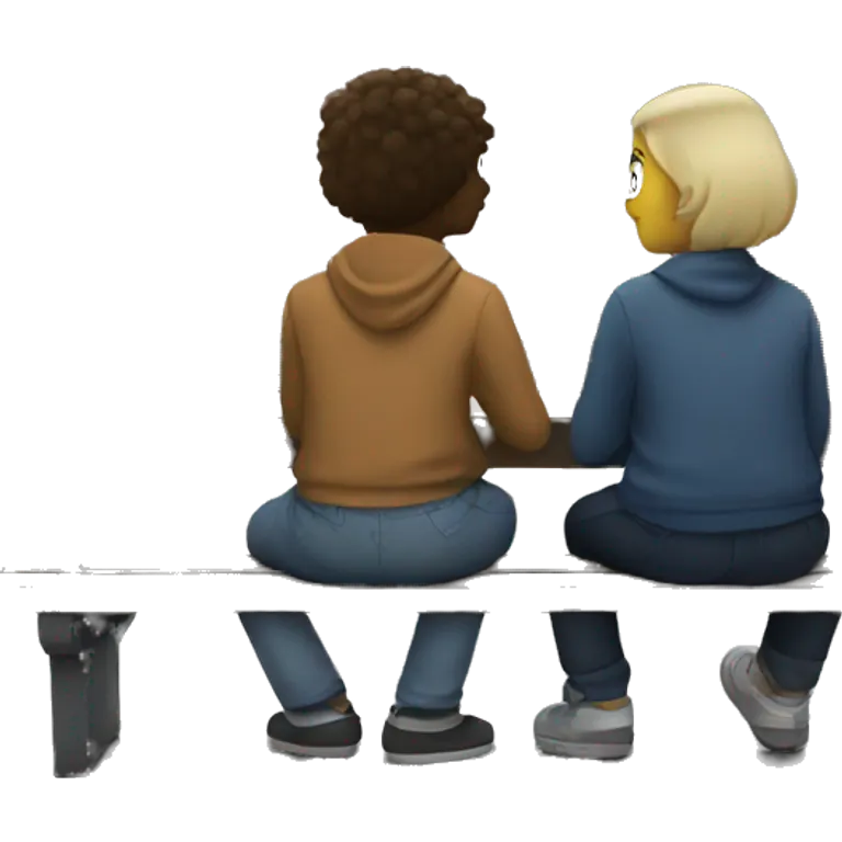 two best friends sitting on a bench looking at the stars emoji