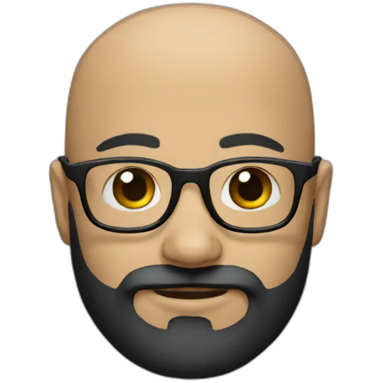 a bald man with a black beard and black glasses emoji