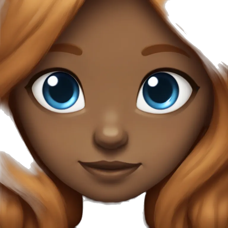 Cute girl with long ginger hair and blue eyes Holds in her arms Black Maine coon emoji