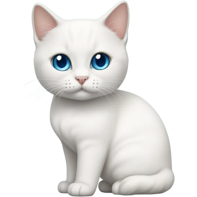White munchkin cat standing blue eyes emoji