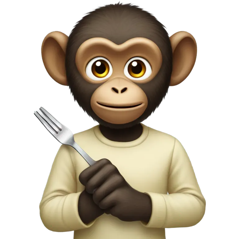 monkey holding fork emoji