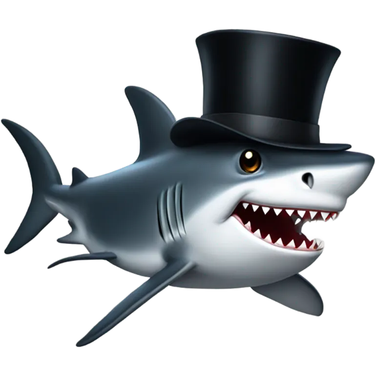 Shark with a top hat emoji