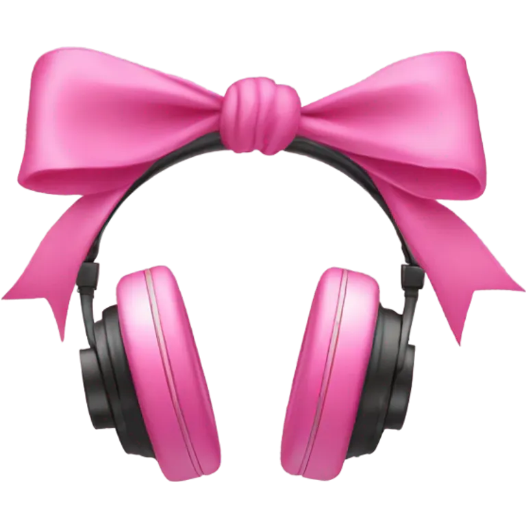 headphones with bows pink emoji