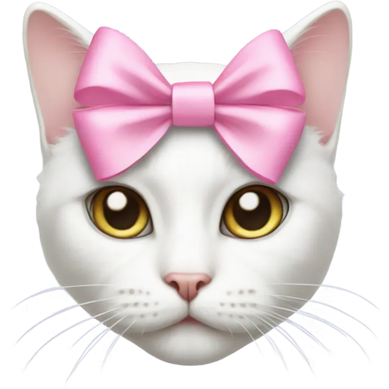 White cat with pink bow emoji
