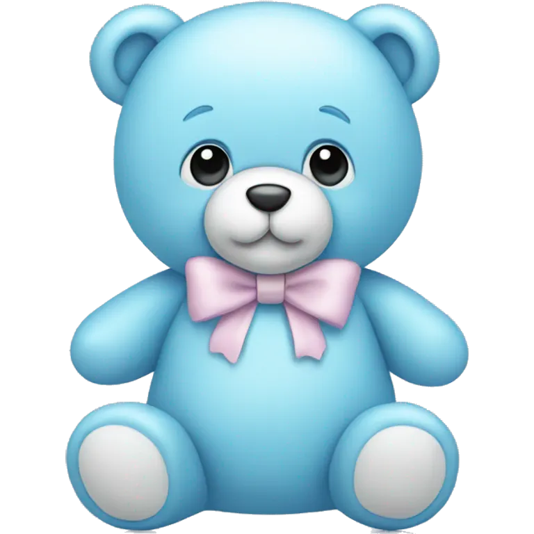 pastel blue teddy bear with bow emoji