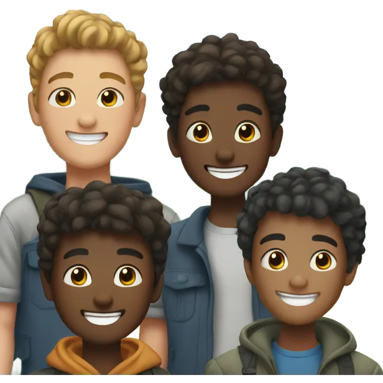 group of boys outdoors smiling emoji