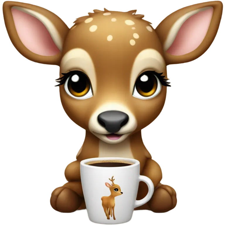Baby deer drinking coffee emoji