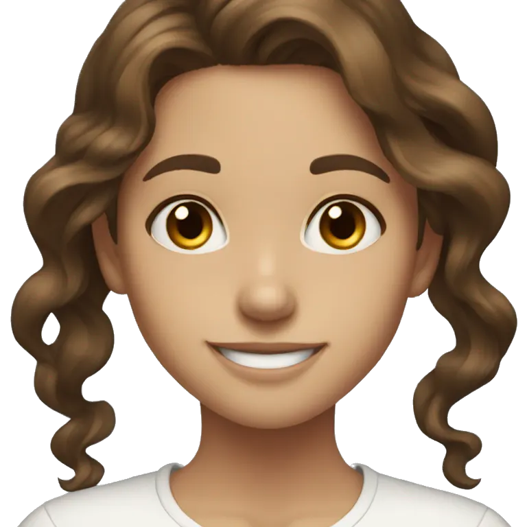 Brown hair brown eyes wavy hair girl smiling happy emoji
