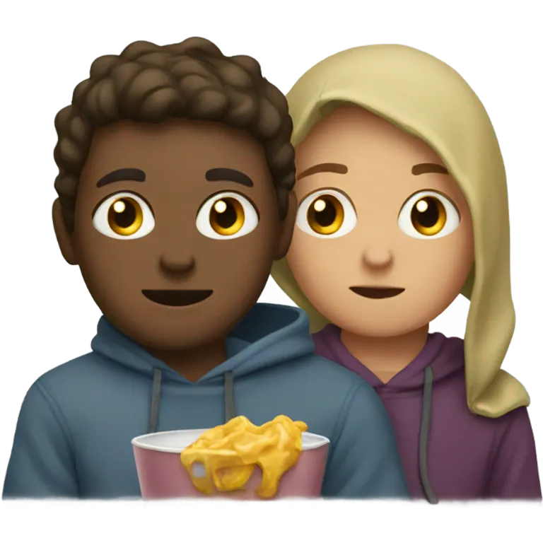 boys in hoodies together watching TV emoji