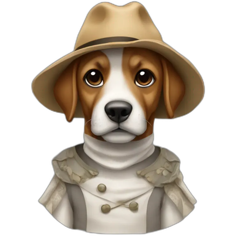 Cachorro vestido de bandido e algemado emoji