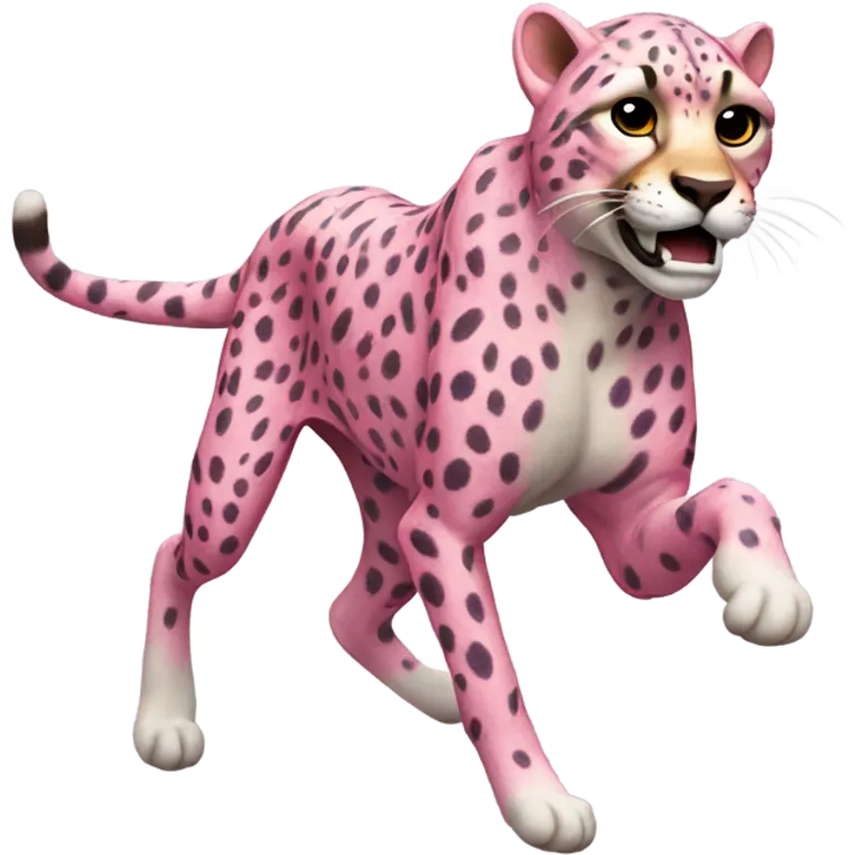 Realistic Pink cheetah running emoji