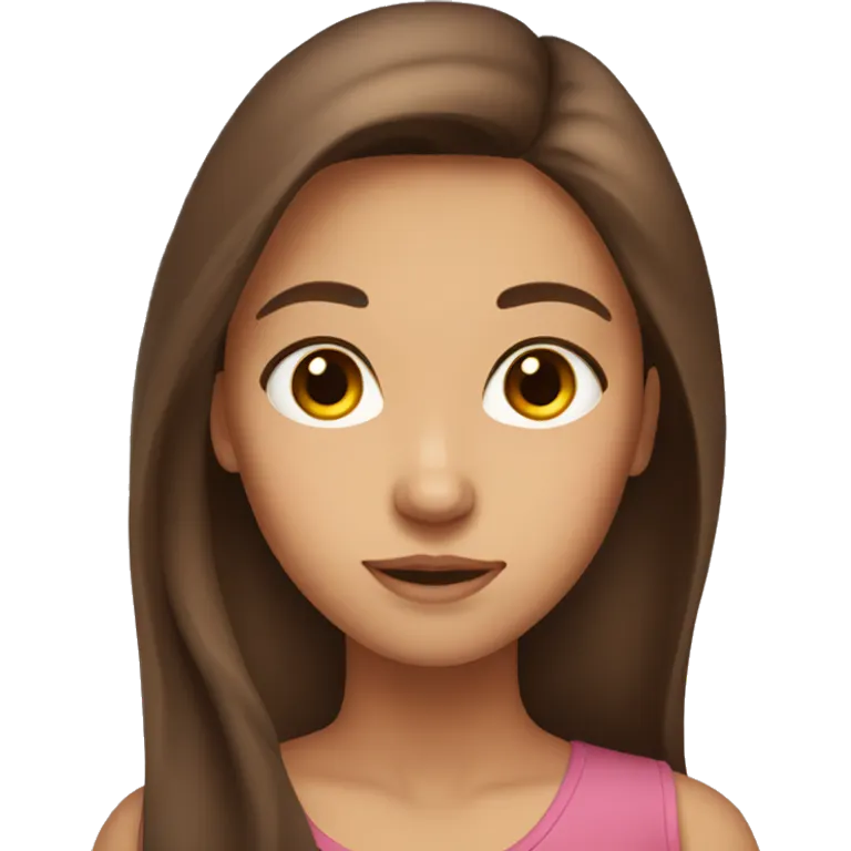 a girl with long brown hair, brown eyes emoji