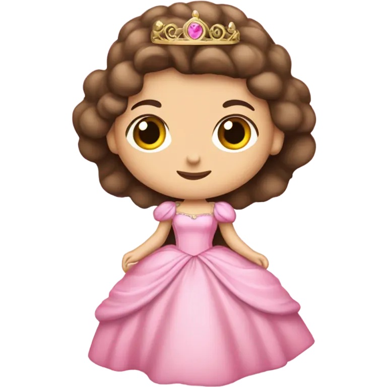beautiful caucasian brunette princess in pink princess dress emoji