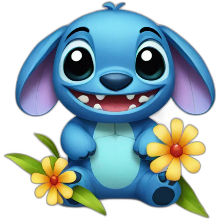 Stich with flower emoji