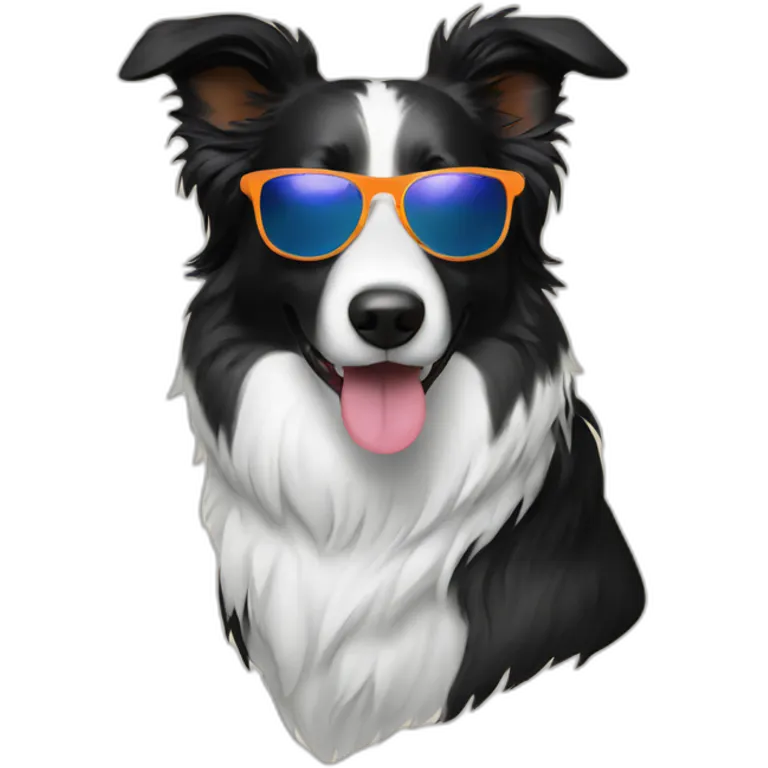 Border collie with sunglasses emoji