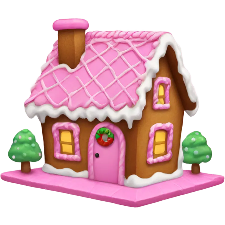 A pink gingerbread house emoji