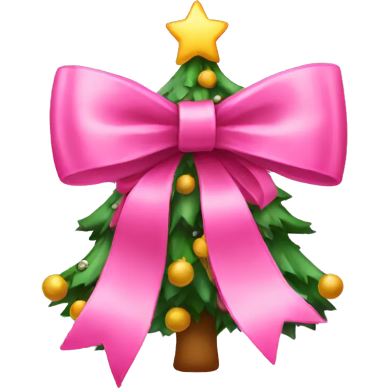 pink christmas bow christmas tree emoji