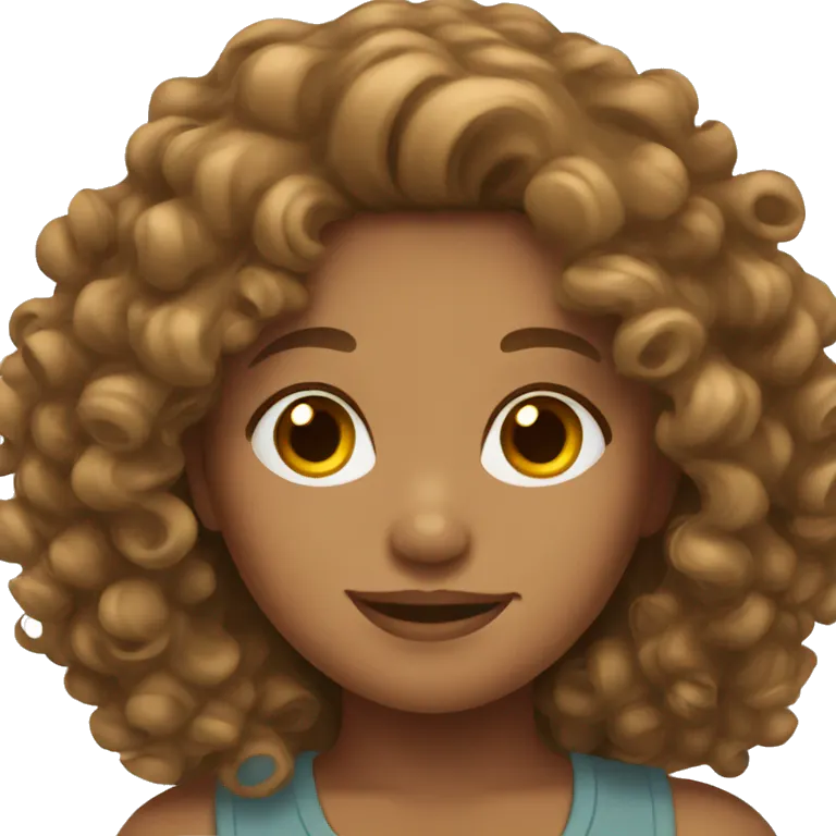 Tan girl with curly brown hair  emoji