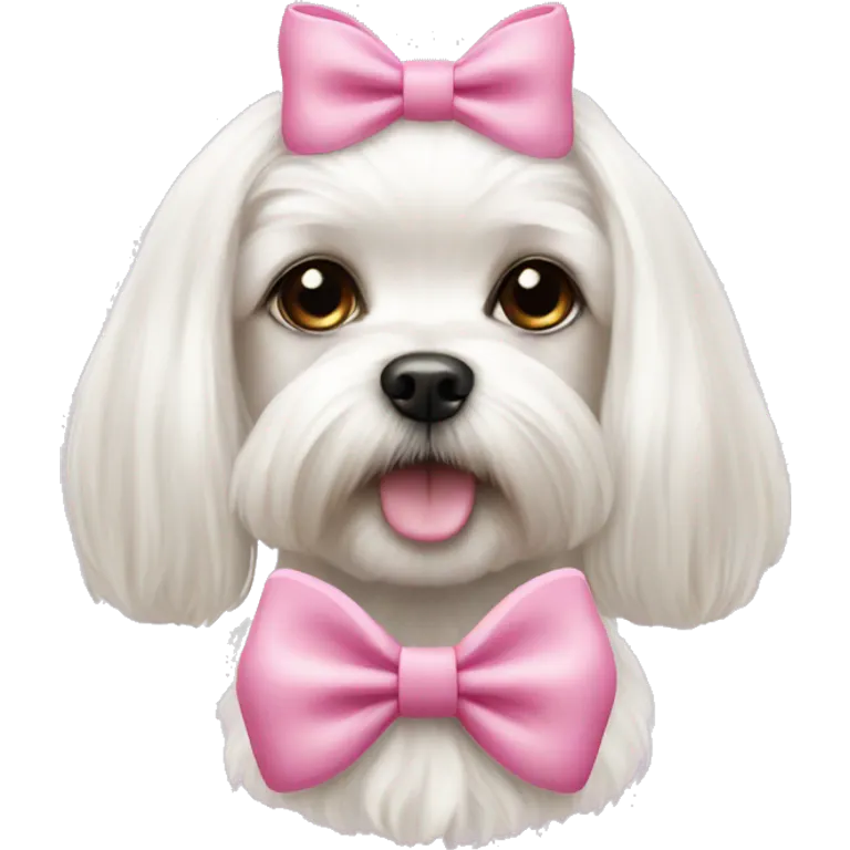 Maltese dog with a pink bow girl emoji