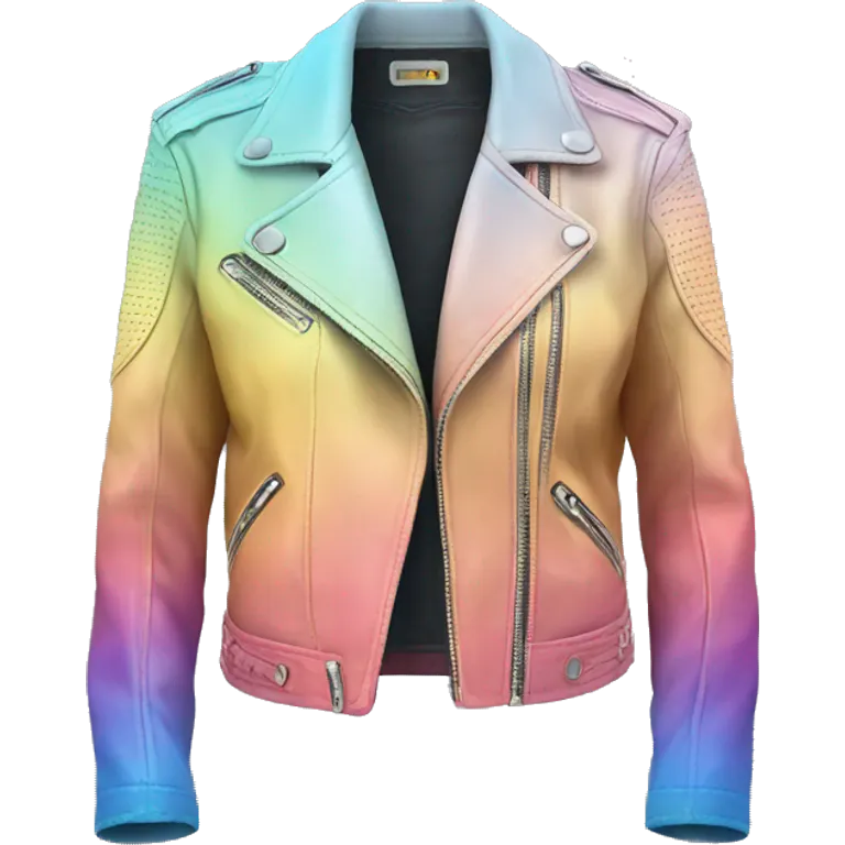 Realistic isolated pastel rainbow ombre open fashion leather jacket.. emoji