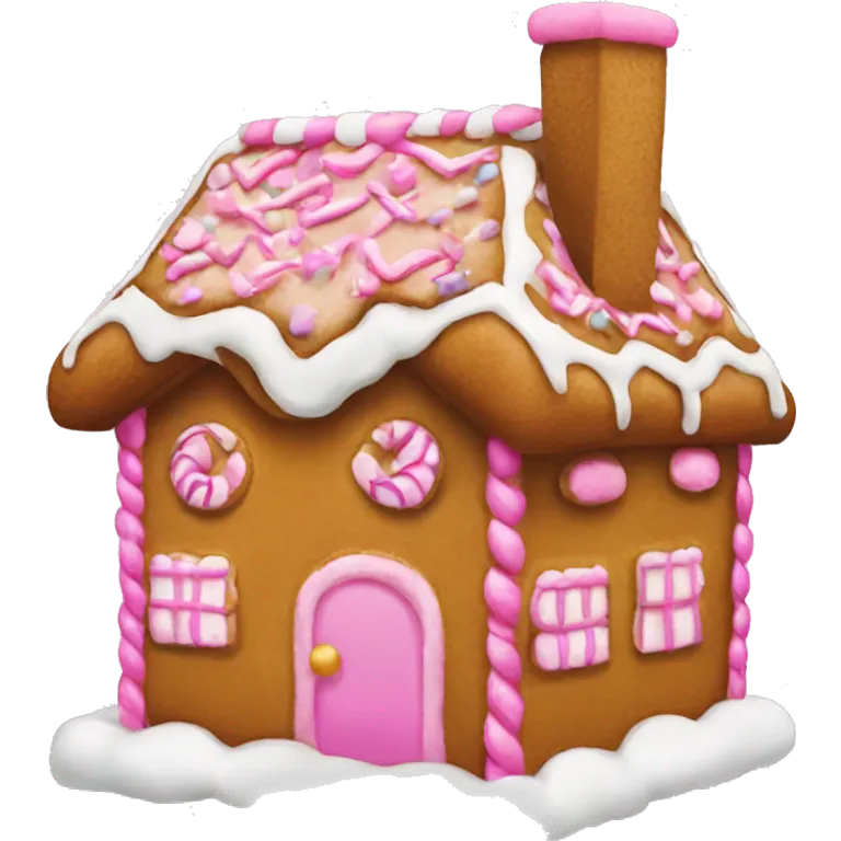 Gingerbread house with a pink bow  emoji
