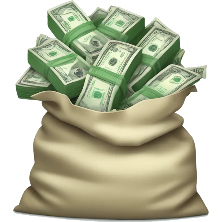 bag of money bursting with green stacks of cash emoji