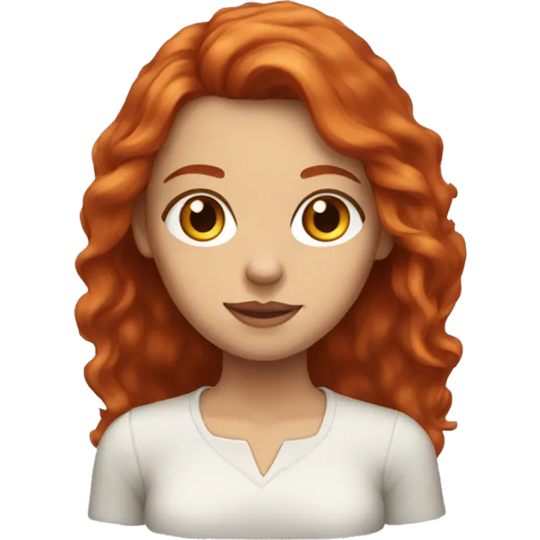 Redhead woman with long hair and amber eyes emoji