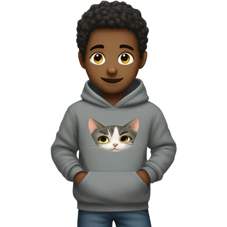 Boys with cat hoodies emoji
