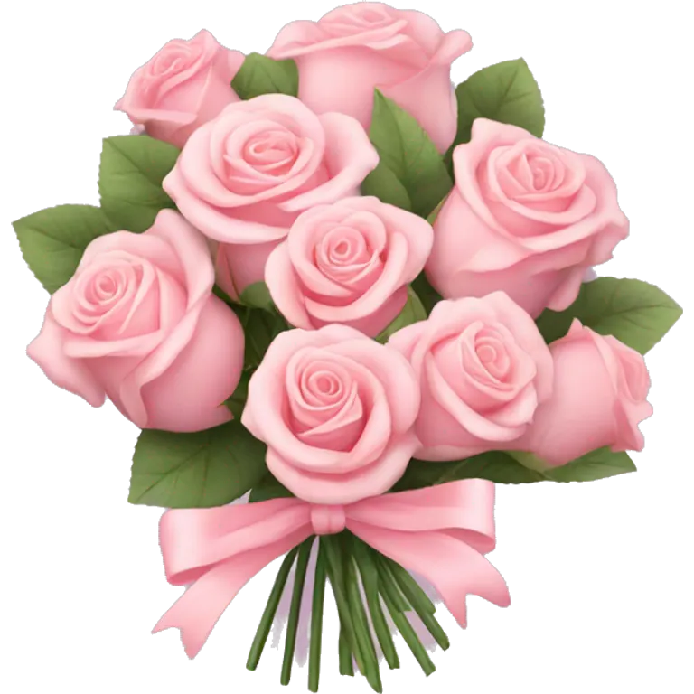 Pastel Pink roses bouquet with bow emoji