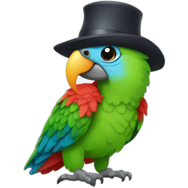 Parrot with a hat emoji
