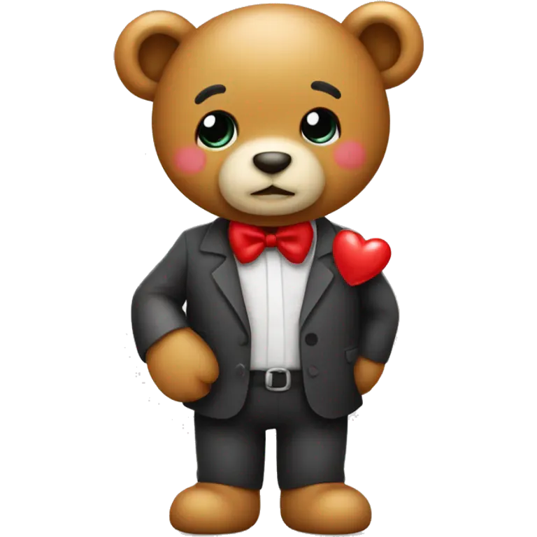 Orsetto con un cuore in mano e fiocco rosso  emoji