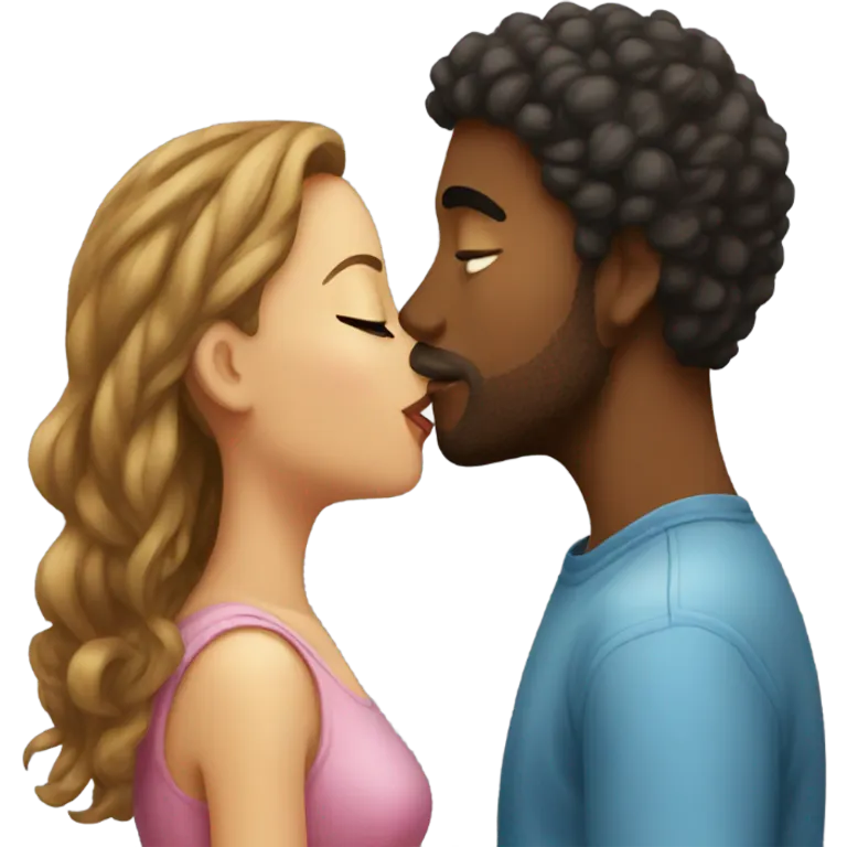 Girl and guy emoji kissing emoji