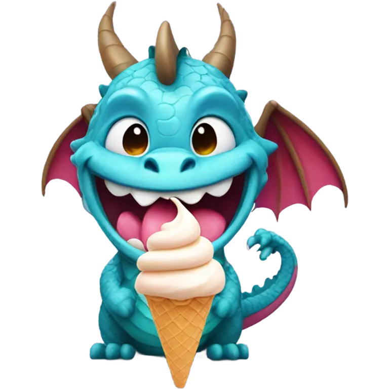 Dragon smiling with ice cream  emoji
