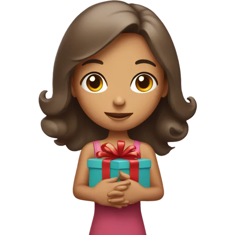 FILLE AVEC UN CADEAU DANS LA MAIN emoji