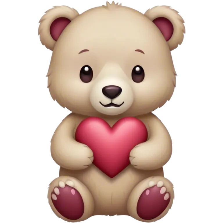 beige pastel bear with heart burgundy  emoji