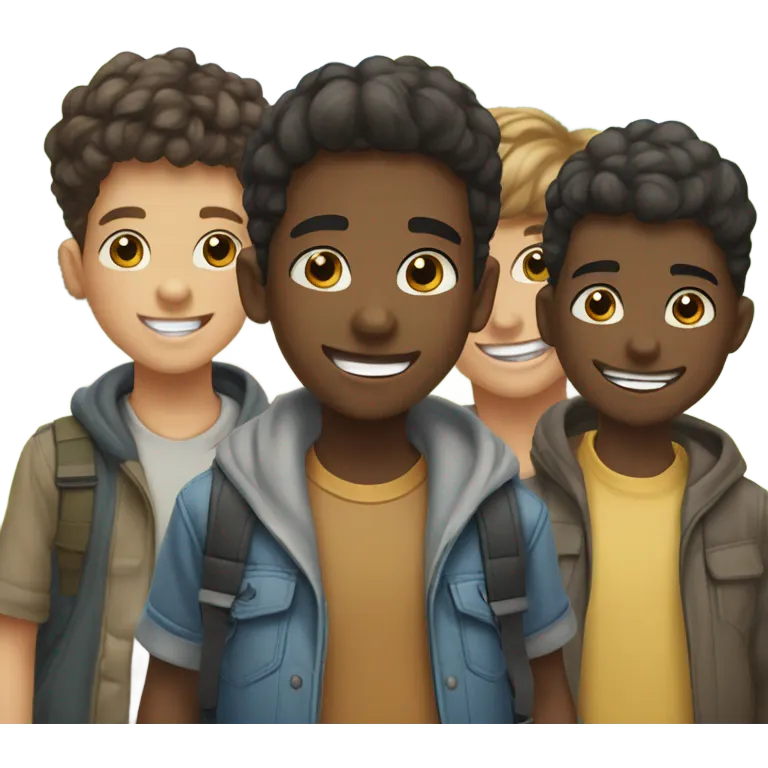 smiling boys outdoors together emoji