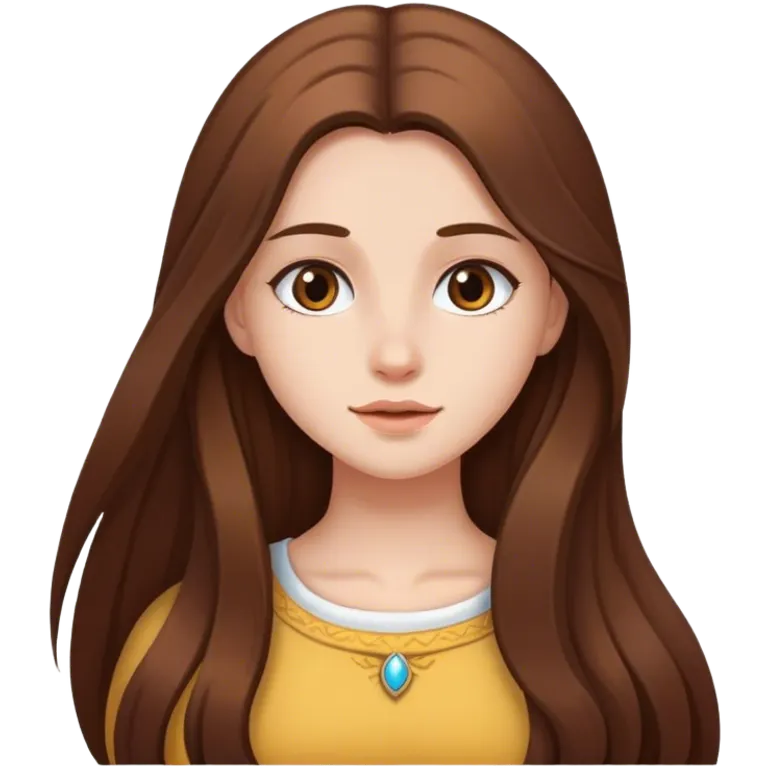 White girl with long brown hair emoji