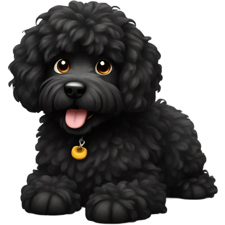 black fluffy doodle dog emoji