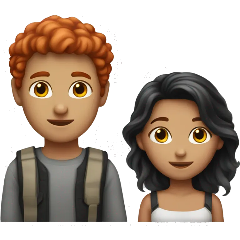 "A red-haired, fair-skinned girl and a black-haired, fair-skinned boy." emoji