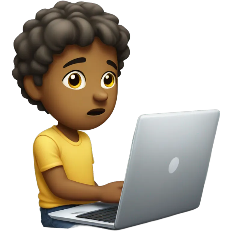 small child not understanding laptop emoji