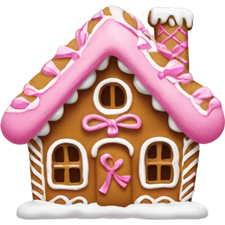 Gingerbread house with a pink bow  emoji