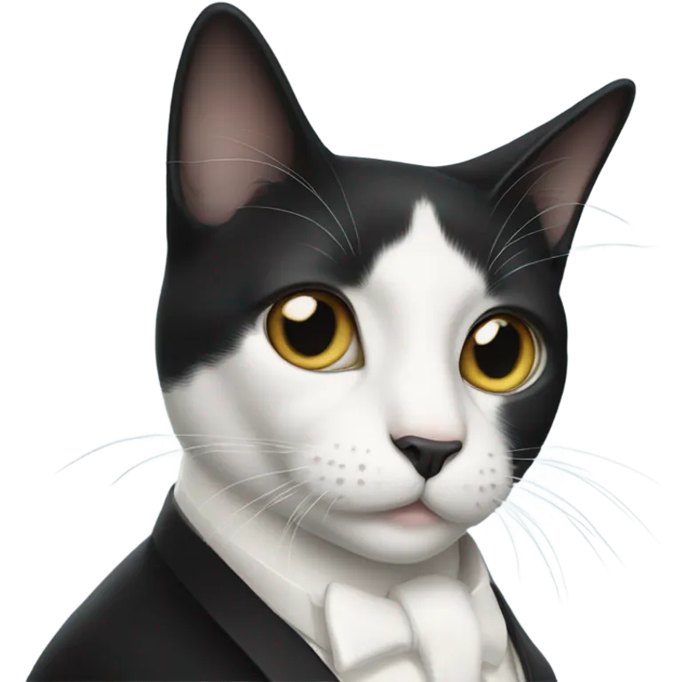 Tuxedo cat with white mustache  emoji